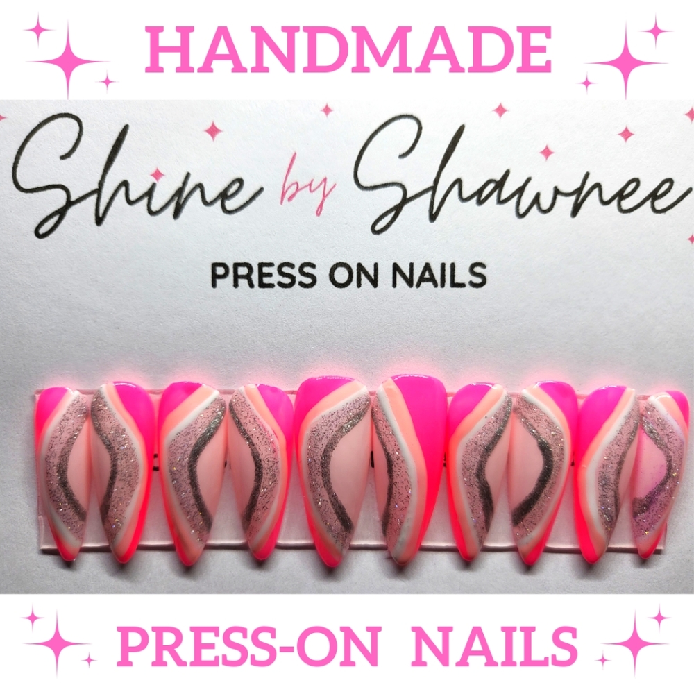 Handmade Luxury Press-On Nails | Sturdy & Reusable | RIBBON IN THE SKY